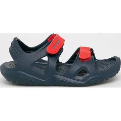 Crocs - Sandały dziecięce. Niebieskie sandały chłopięce Crocs, z materiału, bez zapięcia. Za 119,90 zł.