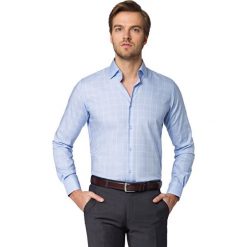 Koszula Błękitna w Kratę Floss. Niebieskie koszule męskie LANCERTO, na lato, m, z haftami, z bawełny, eleganckie, bez kołnierzyka, bez rękawów. Za 299,90 zł.