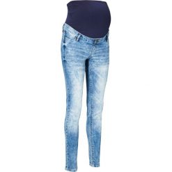 Dżinsy ciążowe SKINNY bonprix niebieski "washed". Niebieskie jeansy damskie bonprix, moda ciążowa. Za 134,99 zł.