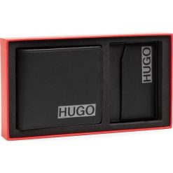 Zestaw upominkowy HUGO - GbH_4cc S Card Shade 50428841 001. Czarne portfele męskie HUGO, bez wzorów, ze skóry. W wyprzedaży za 379,00 zł.