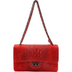 Torebki klasyczne damskie: Skórzana torebka w kolorze czerwonym – 28 x 16 x 8 cm