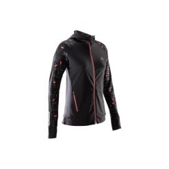Bluza do biegania RUN WARM HOOD damska. Czarne bluzy z kieszeniami damskie marki KALENJI, z elastanu. W wyprzedaży za 89,99 zł.
