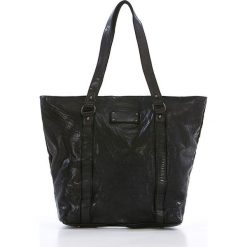 Shopper bag damskie: Skórzany shopper bag w kolorze czarnym – 28 x 30 x 12 cm