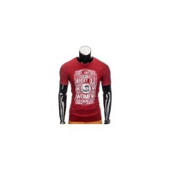 T-shirty męskie: T-SHIRT MĘSKI Z NADRUKIEM S839 – BORDOWY