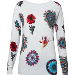 Desigual sweter damski Jers Bantry M biały. Białe swetry damskie Desigual, m, bez wzorów, bez rękawów, bez kaptura. W wyprzedaży za 220,00 zł.