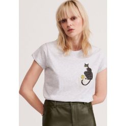 T-shirt z bawełny organicznej - Jasny szary. Szare t-shirty damskie Reserved, s, z bawełny. Za 29,99 zł.