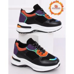 Buty sportowe czarne CB-19056 BLACK/ORANGE. Pomarańczowe buty sportowe damskie w kolorowe wzory, z tkaniny, sportowe. Za 86,07 zł.