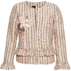 Żakiet z przędzy boucle bonprix ecru w kolorowy wzór. Białe żakiety damskie bonprix, w kwiaty. Za 169,99 zł.