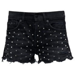 Szorty jeansowe The Kooples Denim Shorts With Studs FSHO18009J. Czarne szorty damskie The Kooples, bez wzorów, z bawełny. W wyprzedaży za 379,00 zł.