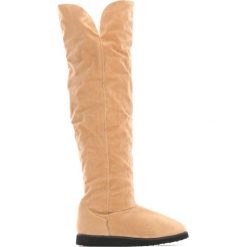 Buty zimowe damskie: Beżowe Kozaki Call Me Tonight