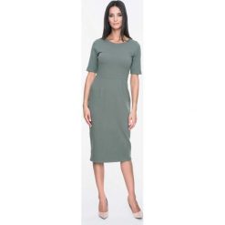 Sukienki: Khaki Sukienka Codzienna Dopasowana Midi