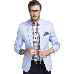 Marynarka LEONARDO MANS000065. Niebieskie marynarki męskie Giacomo Conti, na lato, m, bez wzorów, z elastanu, klasyczne. Za 499,00 zł.