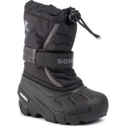 Śniegowce SOREL - Childrens Flurry NC1695 Black/City Grey 016. Czarne śniegowce chłopięce Sorel, bez zapięcia. Za 299,00 zł.