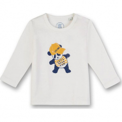 Koszulka w kolorze białym. Białe t-shirty chłopięce z długim rękawem marki Eat ants, z nadrukiem, z bawełny, z okrągłym kołnierzem. W wyprzedaży za 37,95 zł.