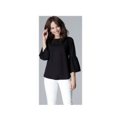 Bluzka L010 Czarny. Czarne bluzki damskie Lenitif, xl, bez wzorów, eleganckie, z falbankami, bez rękawów. Za 119,00 zł.