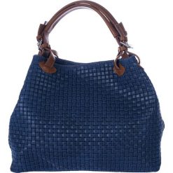 Torebki klasyczne damskie: Skórzana torebka w kolorze granatowym – 35 x 28 x 17 cm