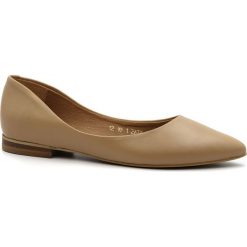 Karmelowe skórzane baleriny 263B. Pomarańczowe baleriny damskie Neścior, bez wzorów, ze skóry, eleganckie, na niskim obcasie, na obcasie. Za 269,00 zł.