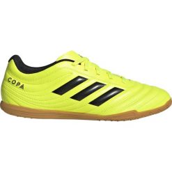 Buty piłkarskie adidas Copa 19.4 In M F35487. Żółte buty sportowe męskie Adidas, z gumy, bez zapięcia, do piłki nożnej. W wyprzedaży za 219,00 zł.