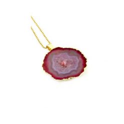 Colare Geoda Agatu złoto. Różowe naszyjniki damskie Brazi druse jewelry, na co dzień, z agatem, srebrne. Za 170,00 zł.