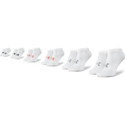 Zestaw 6 par niskich skarpet damskich UNDER ARMOUR - Essential No Show 1332981-100 Biały. Białe skarpetki damskie Under Armour, bez wzorów, z elastanu. W wyprzedaży za 69,00 zł.