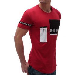 Męski t-shirt TROY RED. Czerwone t-shirty męskie Męski t-shirt TROY RED, s, bez wzorów, bez kołnierzyka. W wyprzedaży za 29,00 zł.