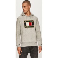 Tommy Hilfiger - Bluza. Niebieskie bluzy męskie TOMMY HILFIGER, s, z aplikacjami, z bawełny, z kapturem, bez rękawów, z kapturem. Za 599,90 zł.