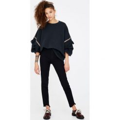 Bluzy rozpinane damskie: Bluza z efektem sprania i tasiemkami w etnicznym stylu
