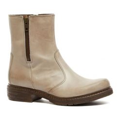 Buty zimowe męskie: Skórzane botki w kolorze beżowym