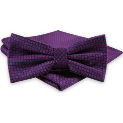 Różowo-Granatowa Mucha Męska -ALTIES- z Taką Samą Poszetką, w Drobny Rzucik MUALTS0511. Niebieskie muszki męskie Alties, na imprezę, w paski, eleganckie. Za 40,00 zł.
