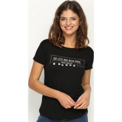 Bluzki damskie: Czarny T-shirt Think Positive