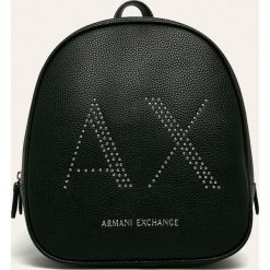 Armani Exchange - Plecak. Czarne plecaki damskie Armani Exchange, z aplikacjami, z poliesteru. W wyprzedaży za 499,90 zł.