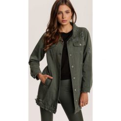 Khaki Kurtka Shyaith. Brązowe kurtki damskie Renee, s, bez wzorów, z jeansu, bez kaptura. Za 219,99 zł.