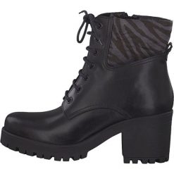 Tamaris Damskie botki 1-1-25217-33-026 Black / Zebra (rozmiar 40). Czarne botki damskie Tamaris, na wysokim obcasie, bez zapięcia. Za 367,00 zł.