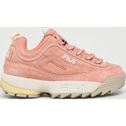 Fila - Buty Disruptor S low wmn. Różowe buty sportowe damskie Fila, bez wzorów, ze skóry, sportowe. Za 559,90 zł.