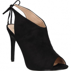 Sandały peep toe czarne na obcasie wiązane Casu JZ-6322. Czarne sandały damskie Casu, na obcasie. Za 69,99 zł.