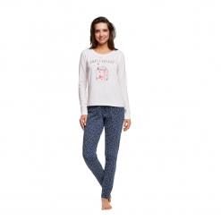 Piżama Hearty 37511-03X. Różowe piżamy damskie Henderson Ladies, z napisami, bez rękawów. Za 125,90 zł.
