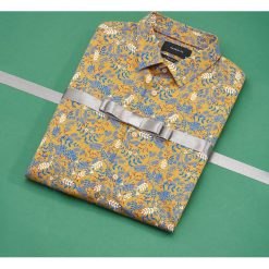 Bawełniana koszula slim fit - Żółty. Żółte koszule męskie Reserved, s, z bawełny. W wyprzedaży za 39,99 zł.