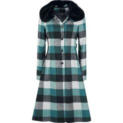 Płaszcze damskie: Voodoo Vixen Beatrice Woolly Check Coat Płaszcz damski czarny/niebieski/szary