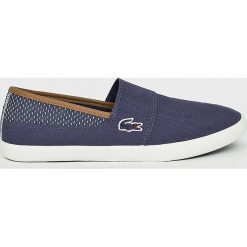 Lacoste - Tenisówki. Niebieskie trampki męskie marki Lacoste, z materiału. W wyprzedaży za 239,90 zł.