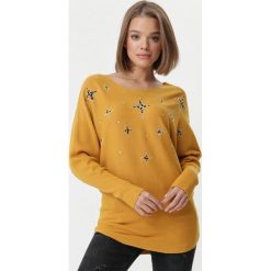 Żółty Sweter Vittum. Żółte swetry damskie Born2be, xl, bez wzorów, bez rękawów, bez kaptura. Za 69,99 zł.