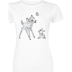 Bambi Butterfly Koszulka damska biały. Białe t-shirty damskie marki Bambi, xxl, z nadrukiem, z okrągłym kołnierzem. Za 32,90 zł.