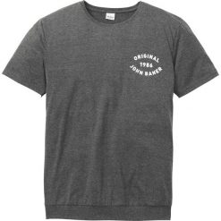 T-shirt ze specjalnym krojem na wys. brzucha bonprix antracytowy melanż. Szare koszulki męskie bonprix, s, bez wzorów, bez kołnierzyka, bez rękawów. Za 44,99 zł.