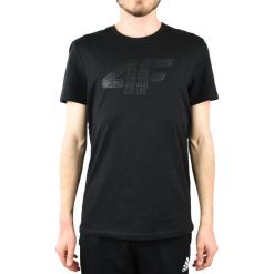 4F Men's T-shirt H4L20-TSM012-20S. Czarne t-shirty męskie 4f, s, bez wzorów, z bawełny, bez kołnierzyka. W wyprzedaży za 39,99 zł.