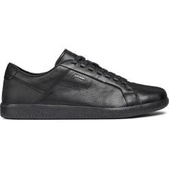 Geox - Buty. Czarne buty sportowe damskie marki Geox, ze skóry, na sznurówki. W wyprzedaży za 379,90 zł.