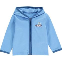 Kardigan w kolorze błękitnym. Niebieskie swetry chłopięce Lamino Spring, z haftami, z bawełny, z kapturem. W wyprzedaży za 49,95 zł.