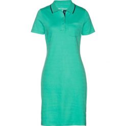 Sukienka shirtowa polo bonprix zielony oceaniczny - ciemnoniebieski. Zielone sukienki damskie bonprix, bez wzorów, polo, bez rękawów, dopasowane. Za 79,99 zł.