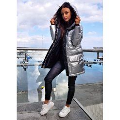 Puchowa Kurtka Voltaire Silver S. Szare kurtki damskie LIGARI, na zimę, s, bez wzorów, z bawełny, długie, bez kaptura. Za 299,00 zł.