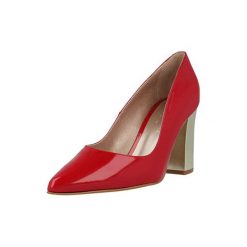Buty ślubne damskie: Skórzane czółenka w kolorze czerwonym