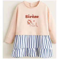 Mango Kids - Sukienka dziecięca Tina4 80-104 cm. Różowe sukienki dziewczęce marki Mango Kids, z nadrukiem, z bawełny, casualowe, bez rękawów, mini, rozkloszowane. W wyprzedaży za 35,90 zł.