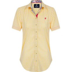 Koszula w kolorze żółtym ze wzorem. Żółte koszule damskie Denim Culture, na co dzień, xs, z haftami, z bawełny, z klasycznym kołnierzykiem, bez rękawów. W wyprzedaży za 99,95 zł.